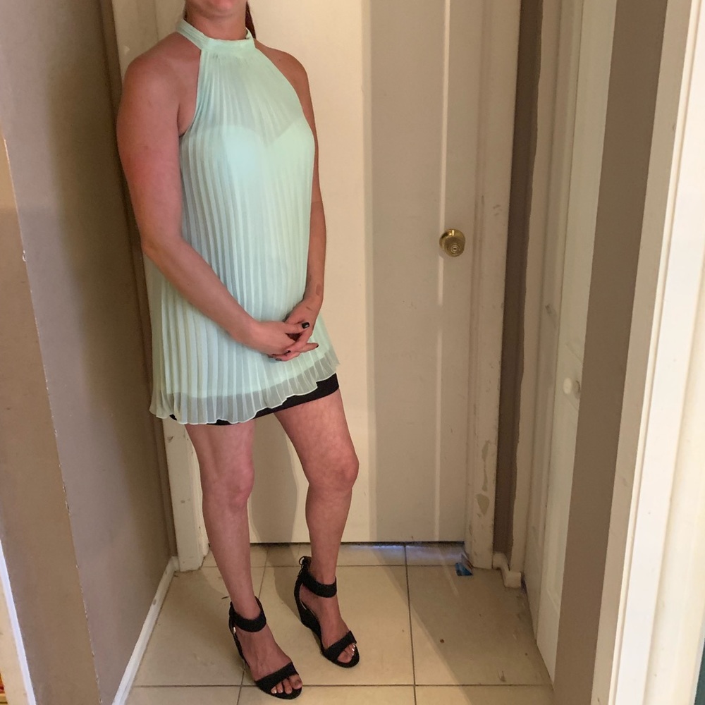 Teal pleated dress